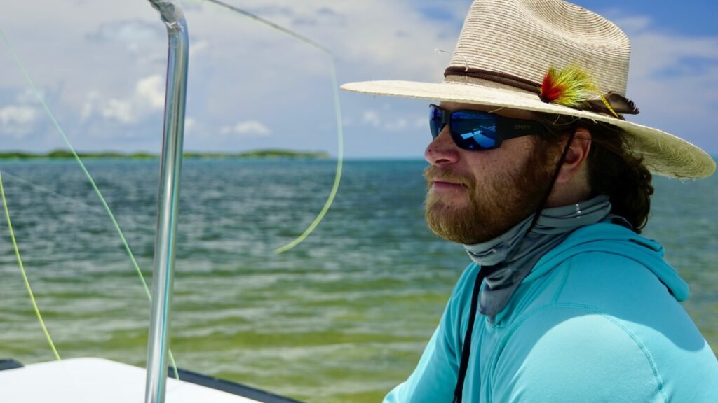 Harrison Buck in a boat